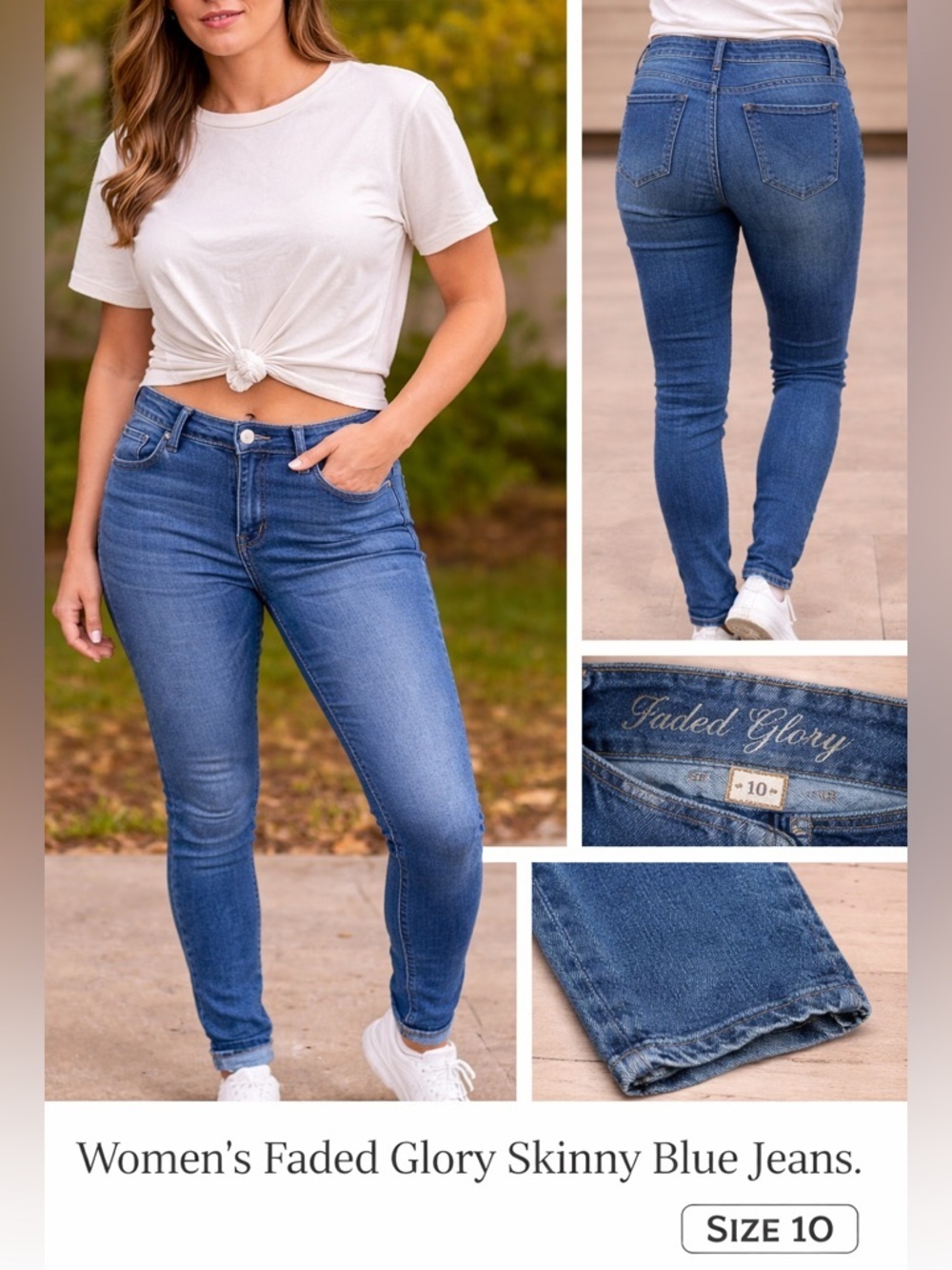Faded glory skinny blue jeans size 10